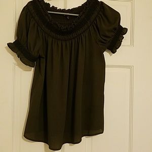 Olive green off the shoulder shirt